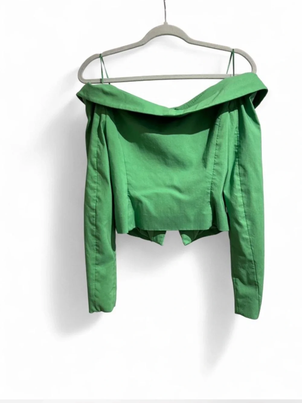 Zara Bright Green Off-Shoulder Top with Spaghetti Straps - Picture 3 of 4